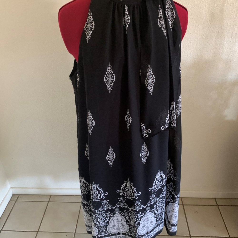 MSK Black & White Print Halter Dress